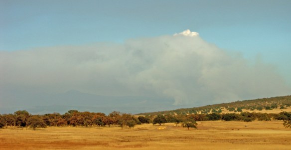 The Ponderosa Fire is still going strong on Tuesday evening.