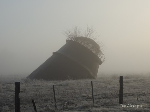 Mist, tepee burner, lumber, sawdust, photography