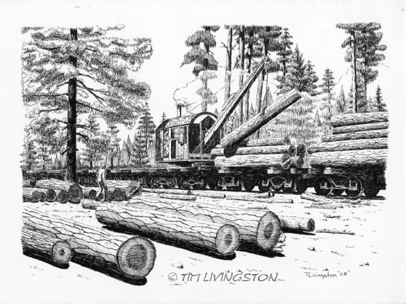 Barnhart Log Loader Barnhart Log Loader, Loader, Barnhart, Pen and Ink, logging, art