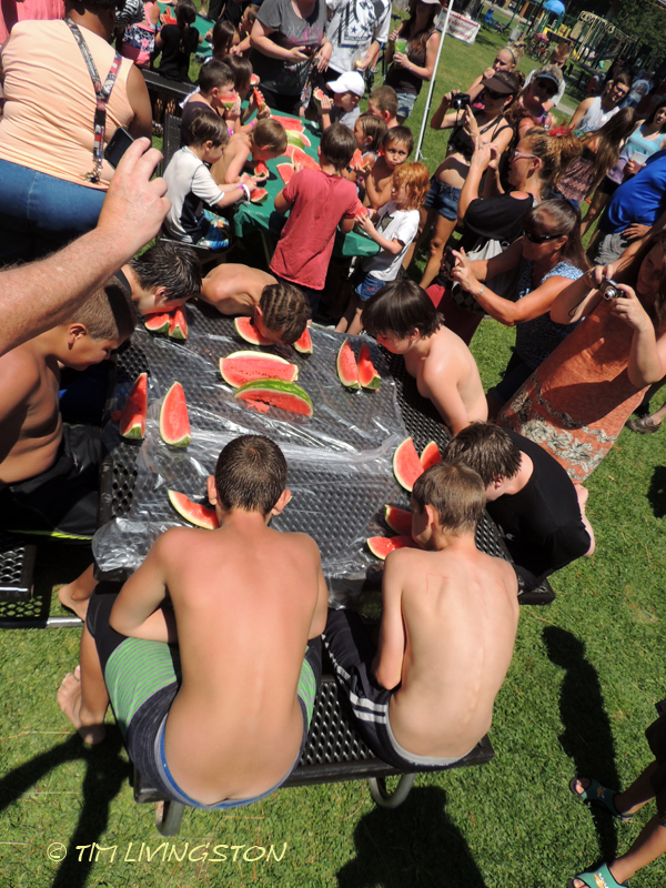 Lumberjack Fiesta, logging sports, timber sports, lumberjack sport, picnic, Americana, McCloud, watermelon eating contest, horseshoes, softball, Red Tail Publishing