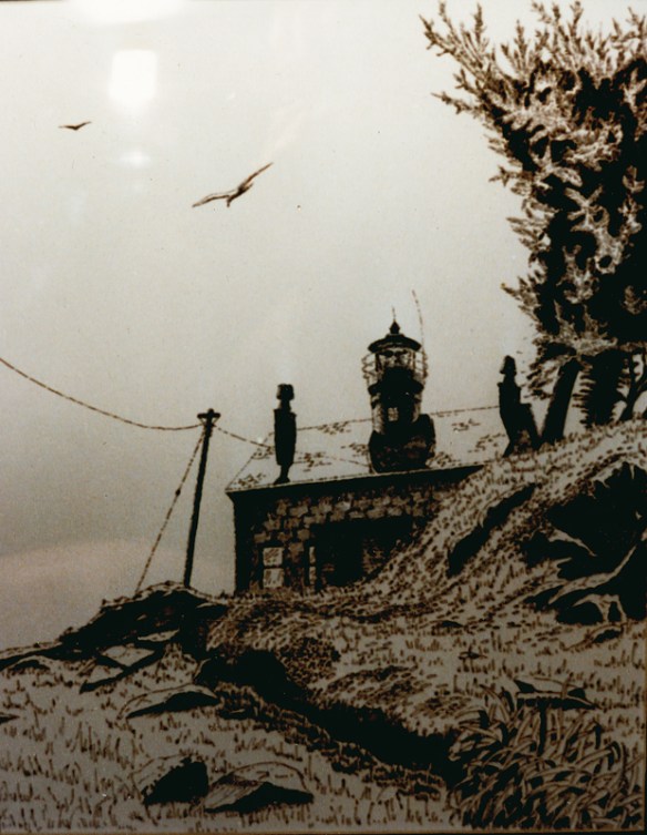 Pen and ink, lighthouse, art