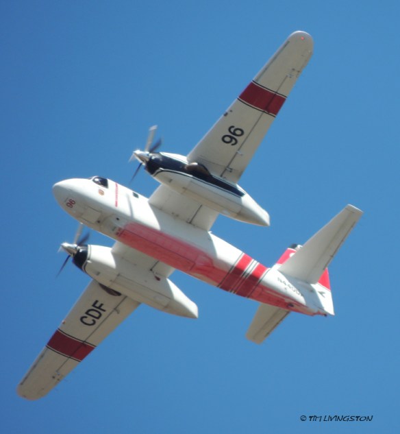 The air tankers bombed the fire throughout the daylight hours.