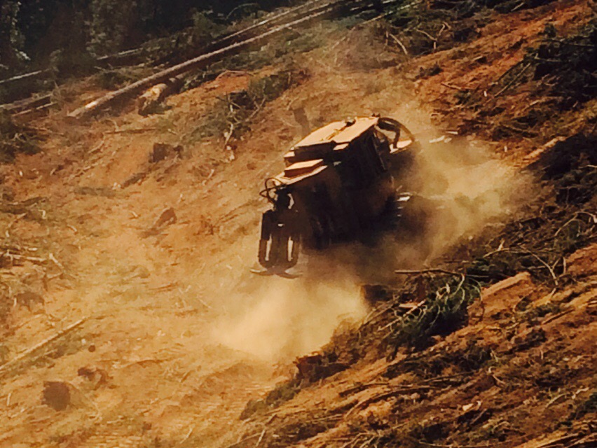 tractor, logging, dust