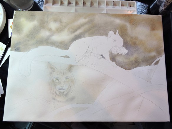 Food Chain - WIP Getting some paint on paper.